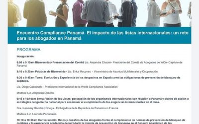 Programa del Encuentro Compliance Panamá, que se celebrará el próximo 19 de noviembre
