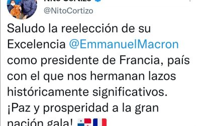 Felicitación de nuestro Presidente Laurentino Cortizo al Presidente Emmanuel Macron por su reelección presidencial.