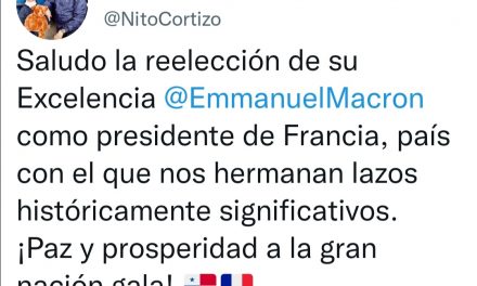 Félicitations de notre Président Laurentino Cortizo au Président Emmanuel Macron pour sa réélection présidentielle.