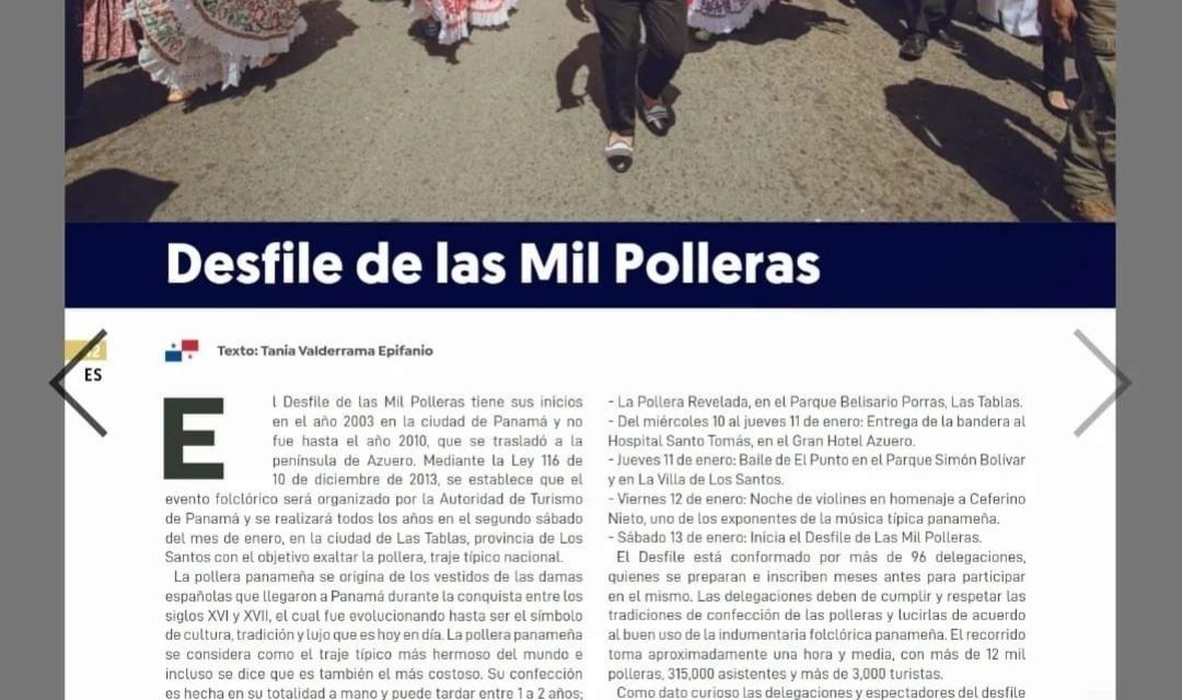 Artículo en la revista Café Latino escrito por nuestra 3SCDYC Tania Valderrama sobre la tradicional fiesta de las «Mil Polleras» de Panamá!