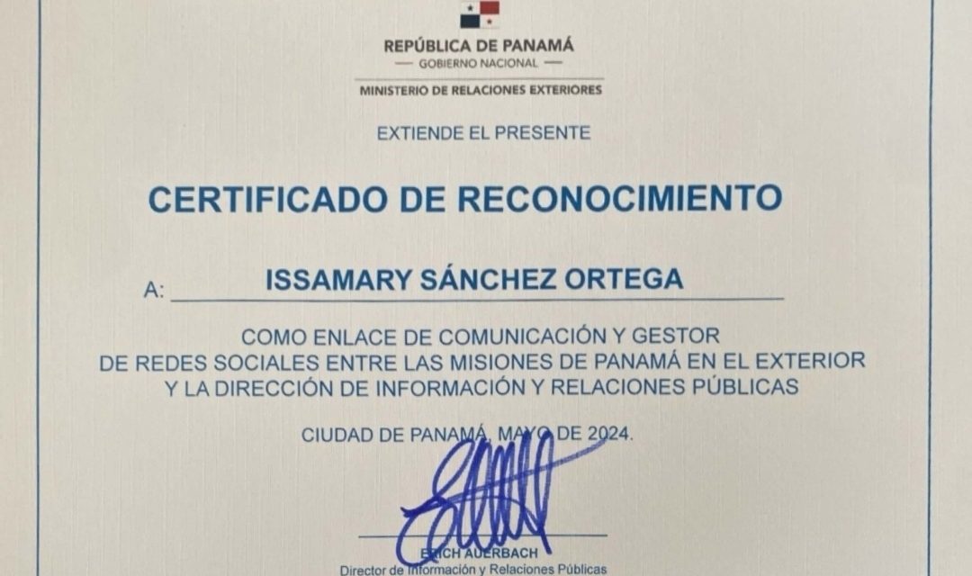 Reconnaissance de SE Issamary Sánchez.