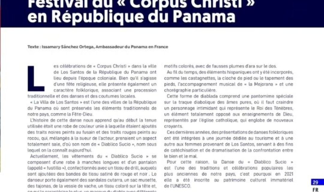 Article de SE Issamary Sánchez sur la célébration du « Corpus Christi » au Panama.